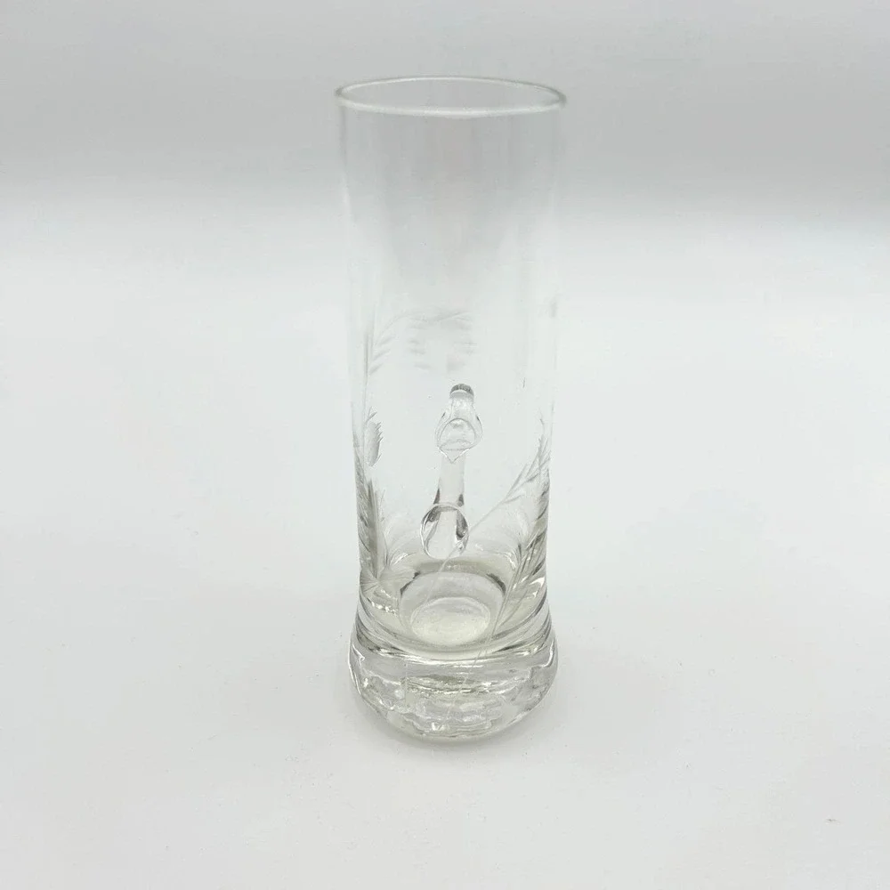 Vintage‎ Etched Crystal Cordial Glasses - Set of 6 Thistle & Wheat Liqueur Cups